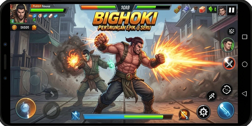 Gameplay seru BIGHOKI dengan pertarungan yang mendebarkan.