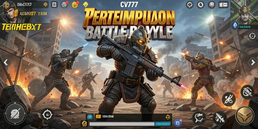 Tangkapan layar CV777 menampilkan intensitas pertempuran Battle Royale yang mendebarkan.