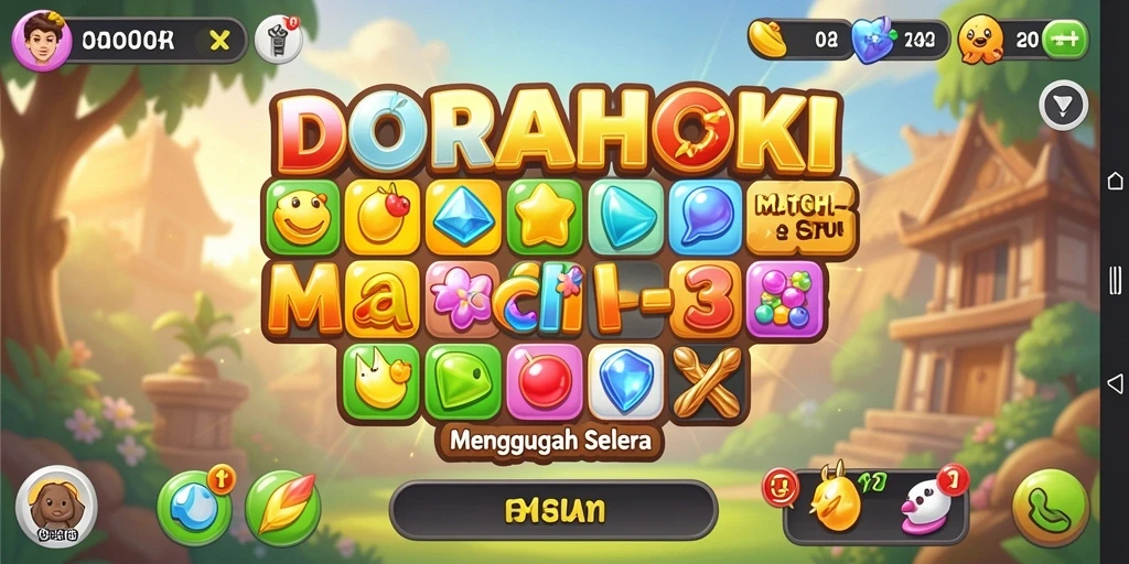 Tangkapan layar menunjukkan gameplay DORAHOKI yang seru dan penuh warna.
