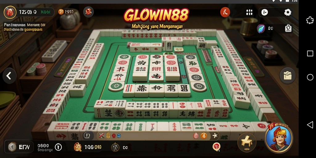 Screenshot GLOWIN88 menampilkan suasana permainan Mahjong yang seru.