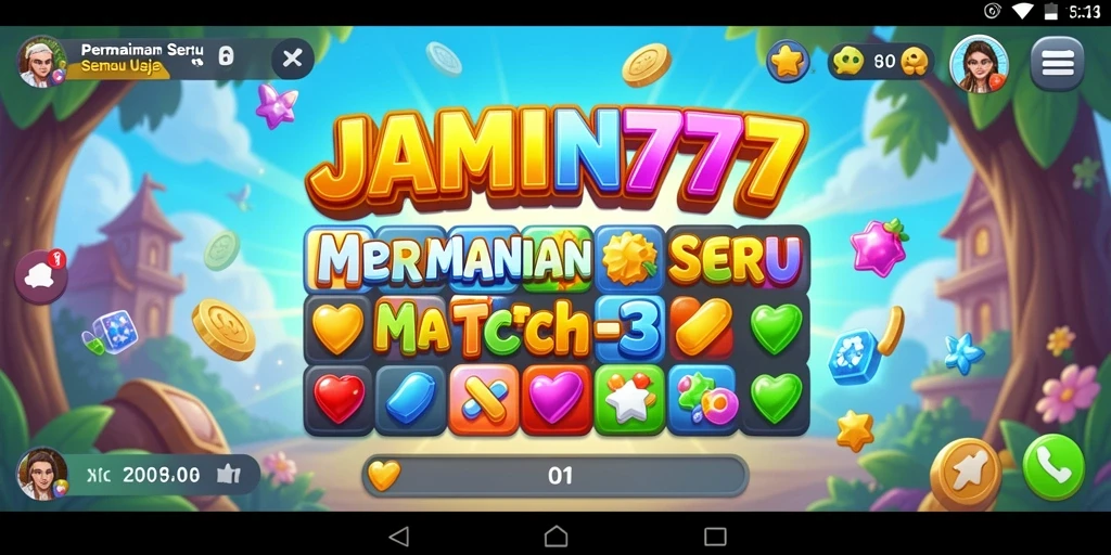 Gameplay menarik JAMIN777 dengan tantangan Match-3 yang mendebarkan.