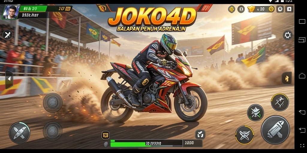 Screenshot JOKO4D menampilkan aksi balapan motor yang menegangkan dan grafis yang mengesankan.