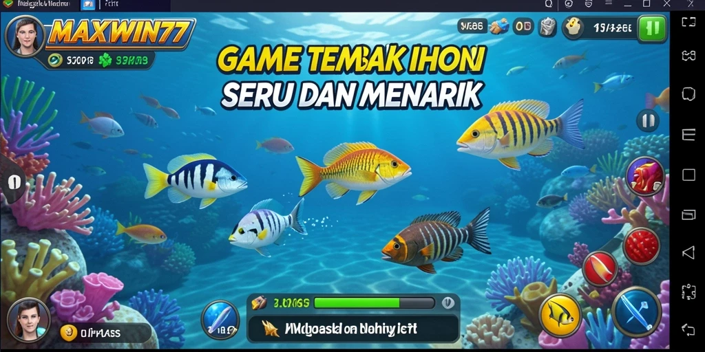 Tampilan intens gameplay Tembak Ikan MAXWIN77 yang seru.