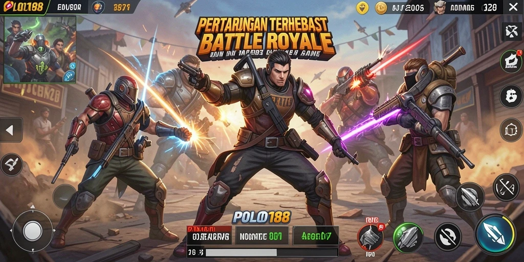 Screenshot gameplay dari POLO188 yang menampilkan aksi Battle Royale yang seru.