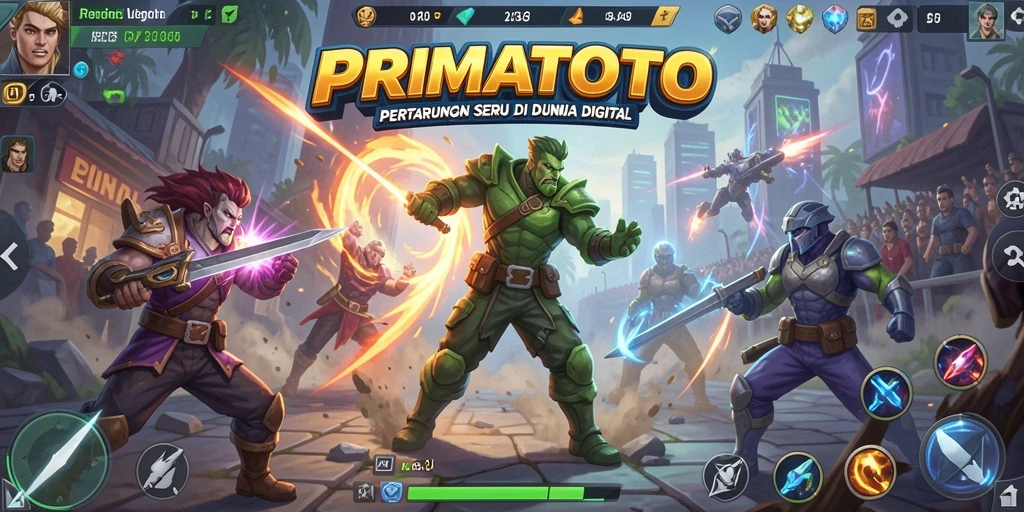 Tampilan layar pertarungan yang intens di PRIMATOTO.