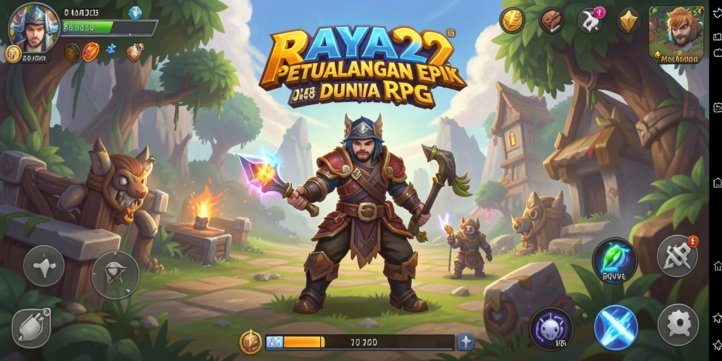 Tampilan gameplay RAYA22 menampilkan aksi seru dalam pertempuran RPG.