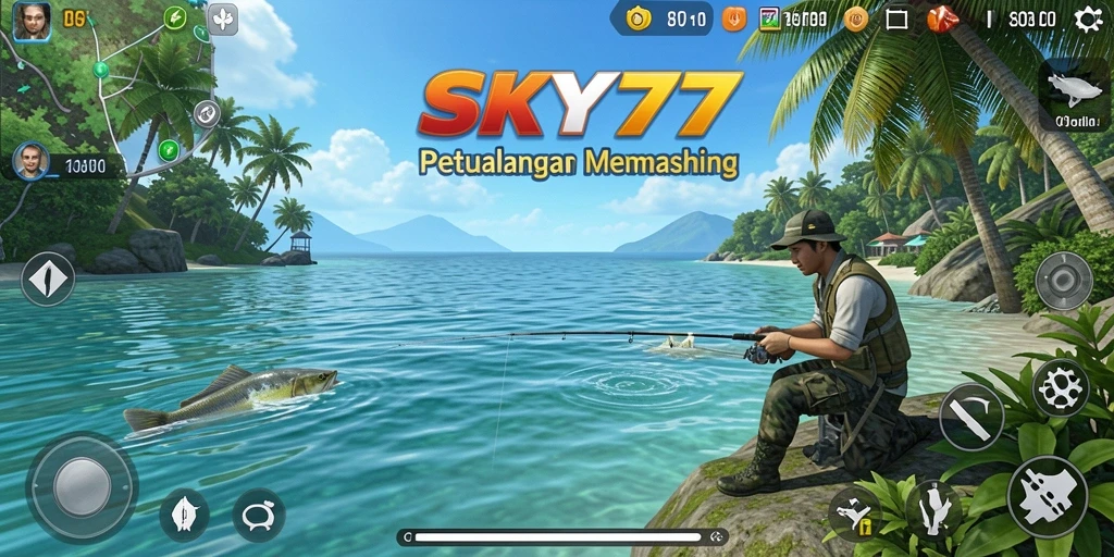 Tampilan gameplay SKY77 yang menarik saat pemain memancing.