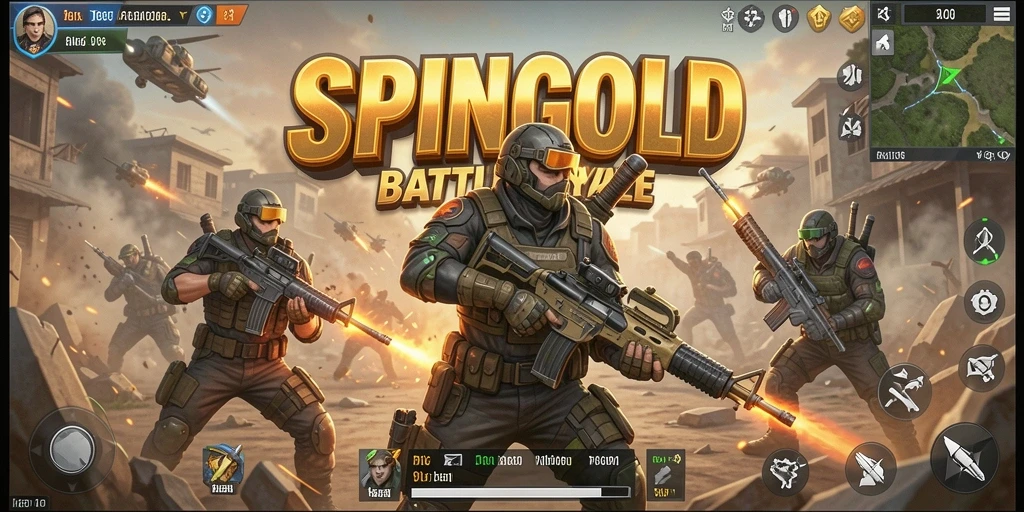 Gameplay SPINGOLD dengan aksi pertempuran yang intens.