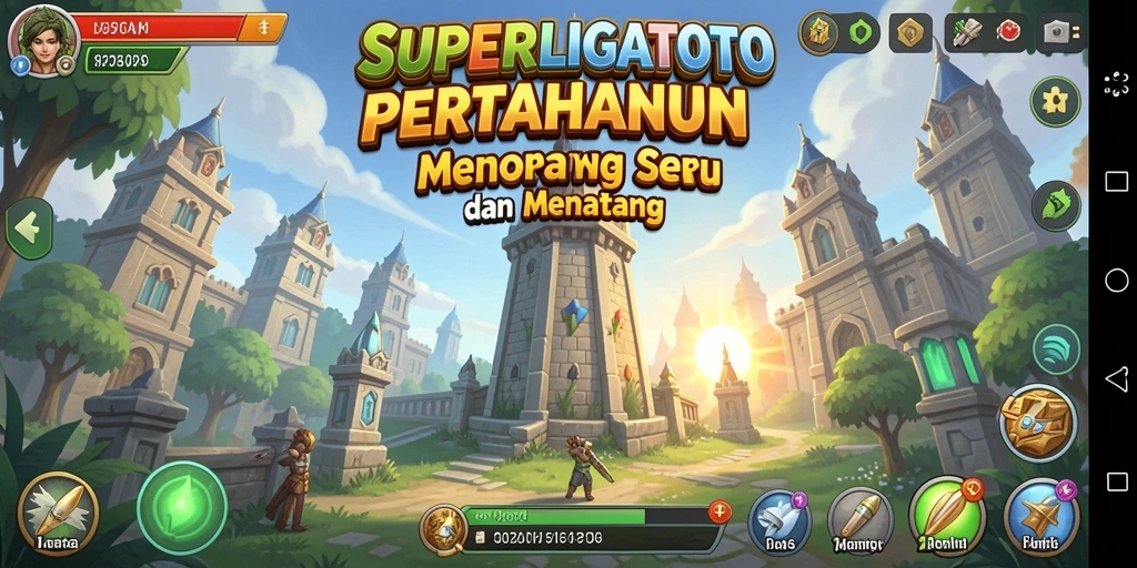 Screenshot SUPERLIGATOTO menampilkan aksi seru dalam game Tower Defense.