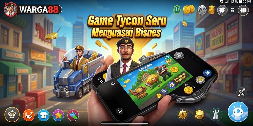 Screenshot gameplay menunjukkan antarmuka bisnis yang mengasyikkan.